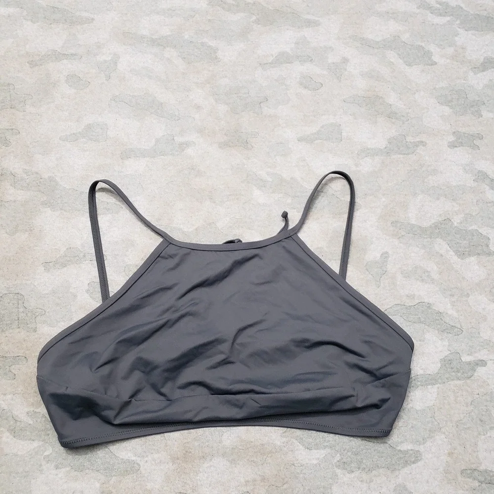 Skims Bikini Top Womens 3X Gray NWT Swim High Neck